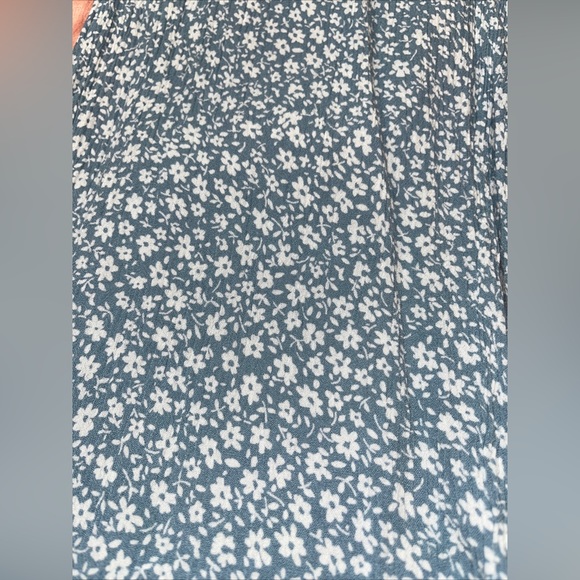 Bobbie Wren BLUE Floral TOP/PANTS SET rayon Vneck cropped minimal prairie set S - Picture 8 of 16